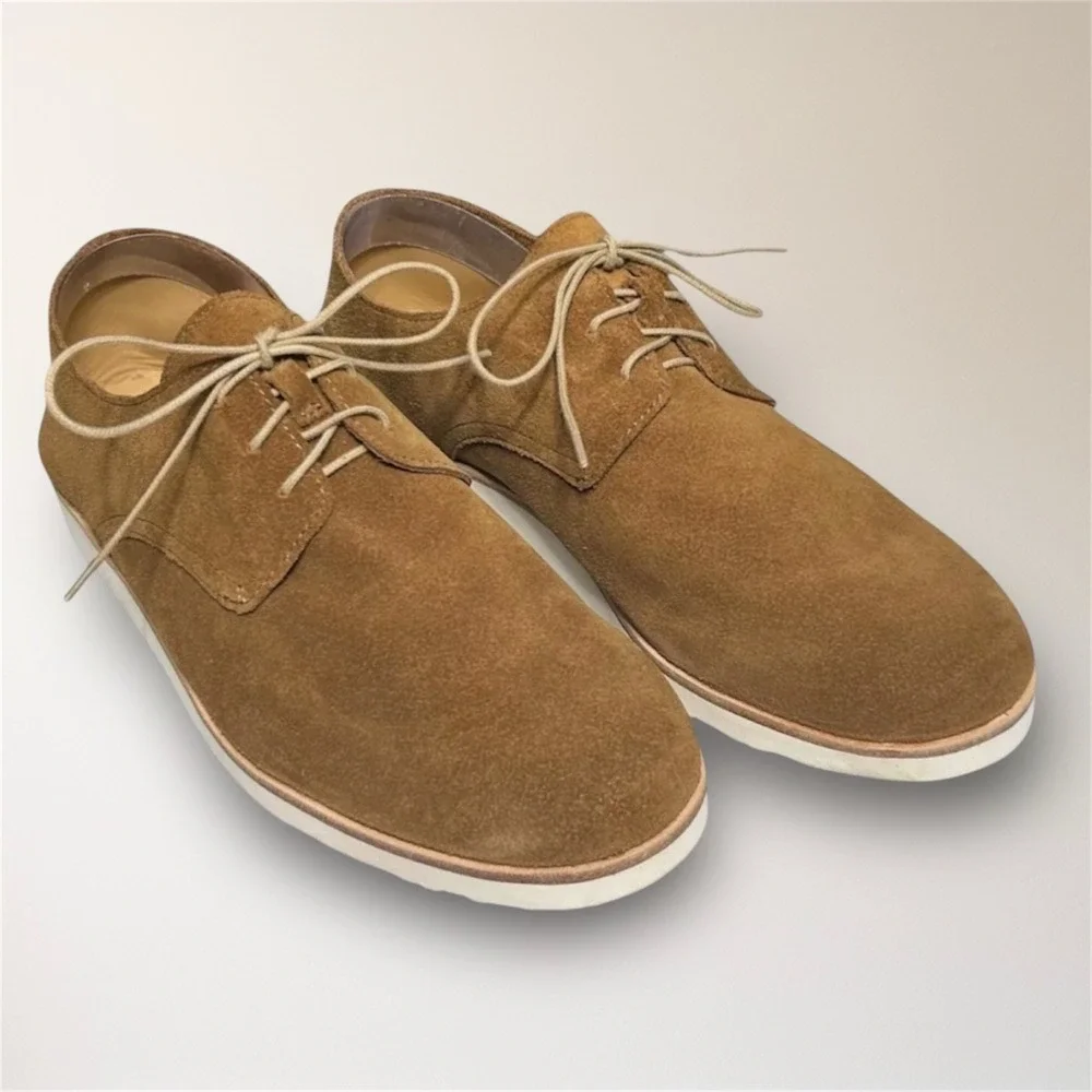 Nisolo Mens 8 Tan Suede Lightweight Derby Oxford Leather Travel Shoes New in Box